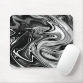 Tapis De Souris Marbre élégant 7 - Noir et blanc liquide (Avec souris)