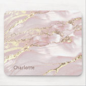 Tapis De Souris marbre fluide or rose (Devant)