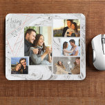 Tapis De Souris Marbre gris 5 Photo Collage - Love Life with You<br><div class="desc">Paquet de souris élégant que vous pouvez personnaliser avec 5 de vos photos préférées. Le modèle est configuré pour que vous puissiez ajouter vos photos, de gauche à droite. Vos photos sont posées sur un marbre d'aquarelle moderne en gris et blanc, avec un design géométrique élégant en gris et corail....</div>