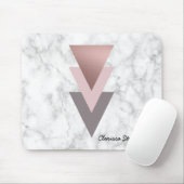 Tapis De Souris marbre gris de blanc de triangles de rose rose (Avec souris)