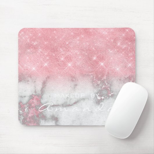 Tapis De Souris Marbre gris rose Parties scintillant brillante Mar (Avec souris)