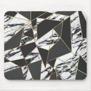 Tapis De Souris Marbre moderne chic d'or et géométrique noir