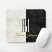 Tapis De Souris Marbre Monogramme Or Noir (Avec souris)