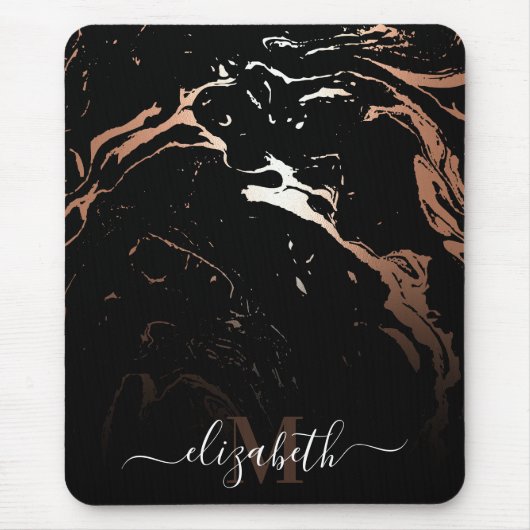 Tapis De Souris Marbre noir rose or (Devant)