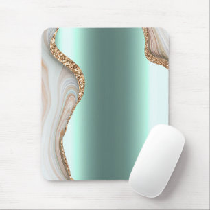 Tapis De Souris Marbre Ombré Doré Moderne Feuille Métallique Glamo