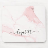 Tapis De Souris Marbre rose clair nom monogramme élégant moderne (Devant)