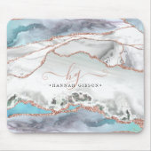 Tapis De Souris Marbre Turquoise Rose or Parties scintillant Scrip (Devant)