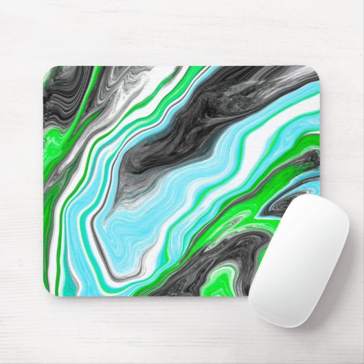Tapis De Souris Marbre vert citron et bleu comme des perles (Avec souris)