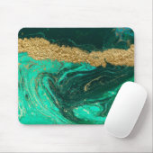 Tapis De Souris Marbre Vert Glitter Or Foncé (Avec souris)