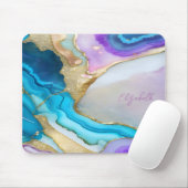 Tapis De Souris Marbre Violet Bleu Or Cool (Avec souris)