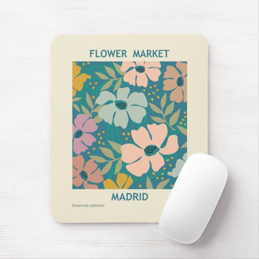 Tapis De Souris Marché aux fleurs Madrid Imprimer (Avec souris)