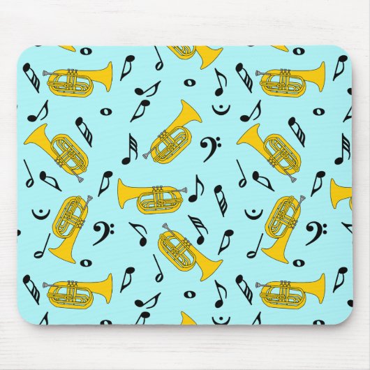 Tapis De Souris Marching Baritone Music Notes Bass Clefs (Devant)