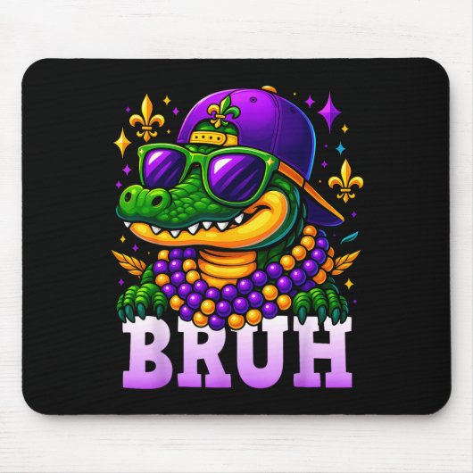 Tapis De Souris Mardi Gras Bruh Mardigator Alligator Costume Teens (Devant)
