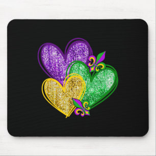 Tapis De Souris Mardi Gras Coeur Fleur de lis Symbole Carnaval Hom