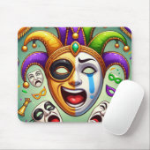 Tapis De Souris Mardi Gras. Deux masques bleus avec émotion (Avec souris)