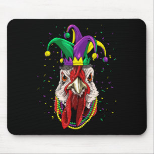 Tapis De Souris Mardi Gras Fête Carnaval Jester Chicken Lover Loin