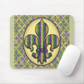 Tapis De Souris Mardi gras Fleur de lis de rayure (Avec souris)