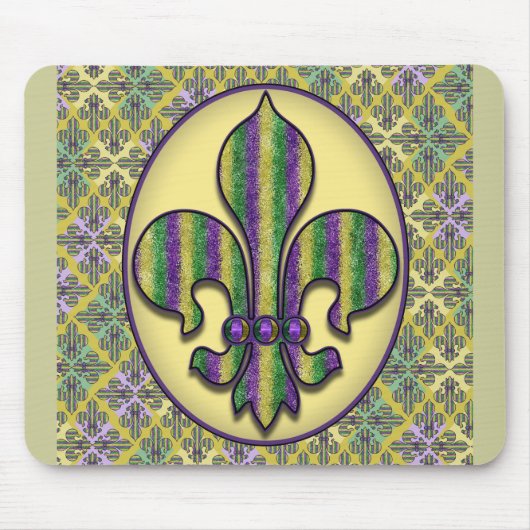 Tapis De Souris Mardi gras Fleur de lis de rayure (Devant)