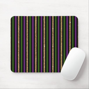 Tapis De Souris Mardi Gras Lignes Verticales Paillettes Dorées NOL