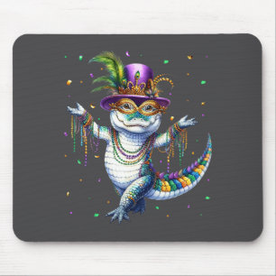 Tapis De Souris Mardigator drôle Mardi Gras Alligator Carnaval Dan