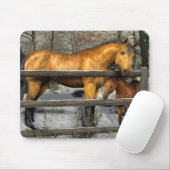 Tapis De Souris Mare et poulain en hiver Mousepad (Avec souris)