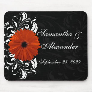 Tapis De Souris Marguerite orange de Gerbera avec le rouleau noir