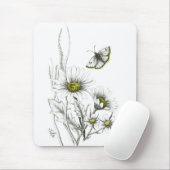 Tapis De Souris Marguerites et papillon Mousepad (Avec souris)