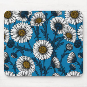 Tapis De Souris Marguerites sur bleu
