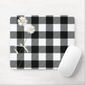 Tapis De Souris Marguerites sur le bison noir et blanc plaqué (Avec souris)