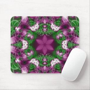 Tapis De Souris Marguerites   Violet et vert Fractage Art