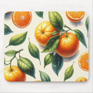 Tapis De Souris Mariage aux feuilles d'orange agrumes à l'aquarell