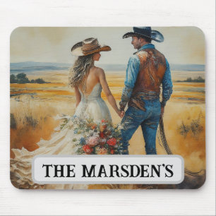 Tapis De Souris Mariage Country Western Aquarelle