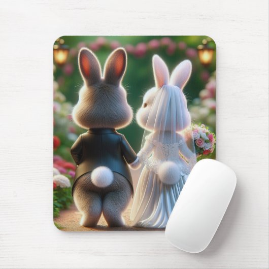 Tapis De Souris Mariage de lapins (Avec souris)