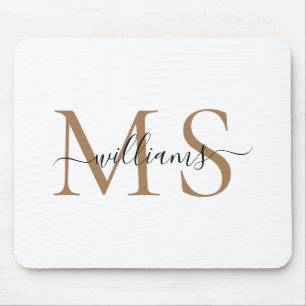 Tapis De Souris Mariage du nom du monogramme noir et or