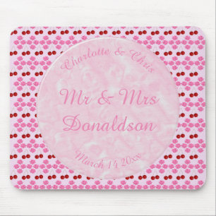 Tapis De Souris Mariage rose Printemps Cerisiers en fleurs et ceri