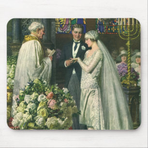 Tapis De Souris Mariage Vintage, Mariée et Marié avec Ménorah