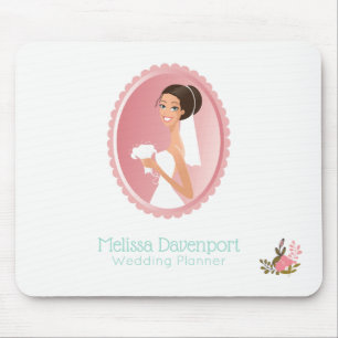 Tapis De Souris Mariée en robe Mariage blanche tenant un bouquet