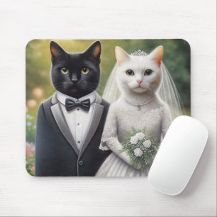 Tapis De Souris Mariée et marié chat