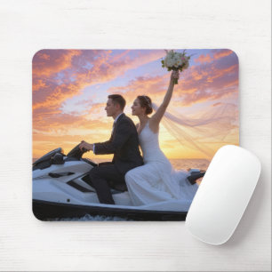 Tapis De Souris Mariés sur un scooter des mers