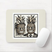 Tapis De Souris Mariés Tiki Tête de Pineapple Aloha Mariage  (Avec souris)