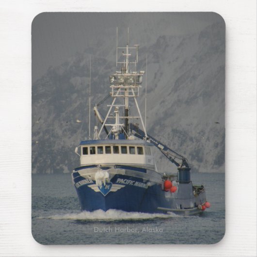 Tapis De Souris Marin Pacifique, bateau de crabe dans le port (Devant)