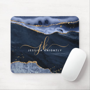 Tapis De Souris Marine Blue Agate Geode Gold Parties scintillant S