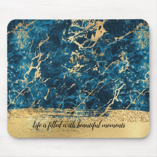 Tapis De Souris Marine Blue Gold Marble Glitz (Devant)