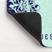 Tapis De Souris Marine Blue Lace Mint Green Damas (Coin)
