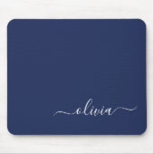 Tapis De Souris Marine Blue White Girl Script Monogramme Nom Moder (Devant)