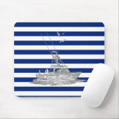Tapis De Souris Marlin Fishing Chrome sur les rayures de marine (Avec souris)