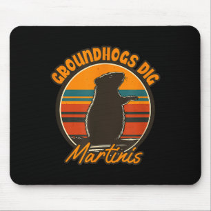 Tapis De Souris Marmottes Et Martinis - Drôle Rétro Marmotte Ar