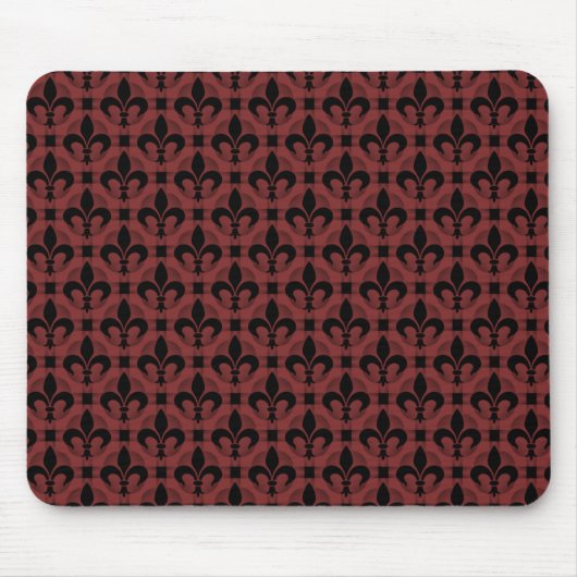 Tapis De Souris Maroon Fancy Fleur de lis Mousepad (Devant)