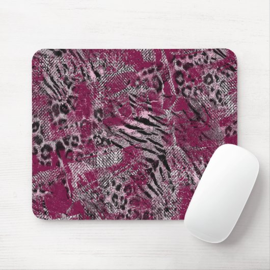 Tapis De Souris Maroon gris léopard tacheté (Avec souris)