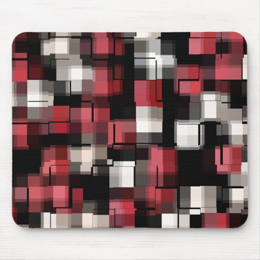 Tapis De Souris Maroon noir blanc Abstrait Plaid (Devant)